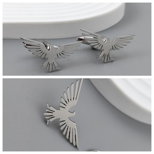 Broche e Abotoaduras de Águia Liso, Estilo Europeu Americano, Distinto, de Alta Qualidade e Requintado, Acessório Animal para Ternos e Casacos, em Ferro e Ágata - Product Image 2