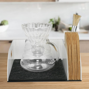 Support de rangement pour café filtre en acrylique avec porte-filtre et brosse pour la préparation du café filtre à la main - Product Image 1