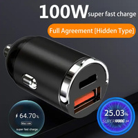 Benutzer definierte OEM 12V 24V Universal QC3.0 Mini Dual Port Super Schnell ladung PD 30W bündig USB C USB Auto ladegerät 100W für iPhone 15