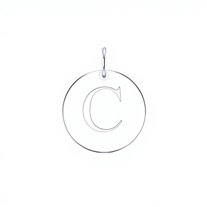 Colgantes y dijes redondos vintage de plata de ley 925 con letra C en relieve para mujer, dijes y colgantes finos - Product Image 2