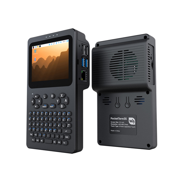 Portable Handheld Linux Terminal With 3.5inch Touch Display, Optical Bonding, Supports Raspberry Pi 4B / 5