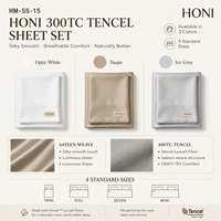 Ensemble de draps plats pour lit double HONI certifié OEKO-TEX 100% Lyocell 300tc 4 pièces, drap plat, taie d'oreiller pour tous les âges