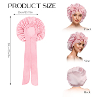 Bandeau ajustable pour cheveux, bonnet noir en satin de soie, bonnet de nuit avec lien pour femmes aux cheveux naturels