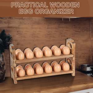 Soporte de madera para huevos, organizador y estante de almacenamiento estilo rústico con asa para guardar huevos de gallina/pato/codorniz/pavo/huevos de Pascua - Product Image 5