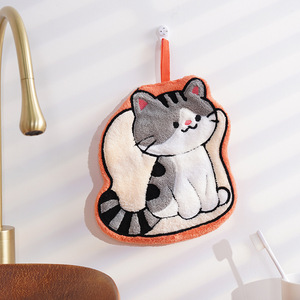 Toallas de Mano de Felpa de Coral con Dibujos Animados de Gatos, para Colgar en la Cocina o el Baño - Product Image 3