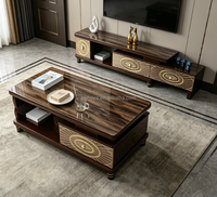 Ensemble meuble TV et table basse haut de gamme, luxe léger, verre moderne, salon, chambre, villa, hôtel, meuble TV