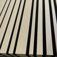 Panneau acoustique en bois naturel à lattes, panneau mural acoustique en feutre PET, panneau décoratif absorbant le son pour bureau, hôtel, maison