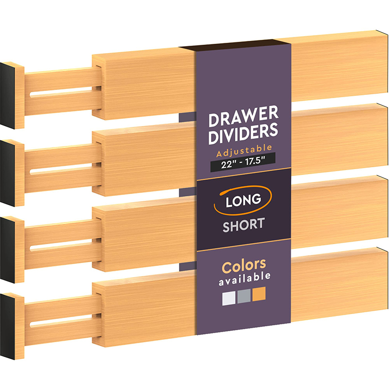 4PCS Bamboo Expandable Drawer Dividers Organizers