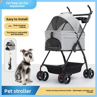 Poussette pour animaux de compagnie, chat, chien, bébé, poussette d'extérieur, petite, en métal, légère, pliable, pour voiture