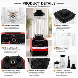 Licuadora Comercial Eléctrica con Logotipo Personalizado, Procesador <span class=keywords><strong>de</strong></span> Alimentos <span class=keywords><strong>de</strong></span> Alta Resistencia y Múltiples Velocidades, Proveedor <span class=keywords><strong>de</strong></span> Máquinas para Hacer Smoothies - Product Image 4