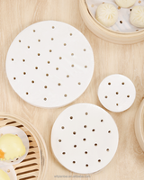 Accessoires de cuisine pour la pâtisserie, revêtement en silicone de qualité alimentaire, écologiques, jetables, doublures rondes perforées en bambou pour cuiseur vapeur