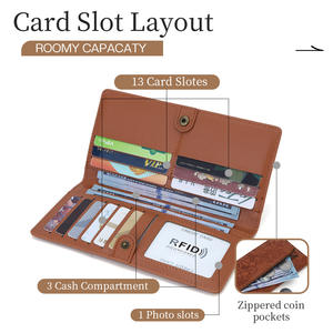 <span class=keywords><strong>MAISO</strong></span>-Cartera larga portátil de moda, cierre de cremallera RFID, diseño en relieve de microfibra, clip grande para efectivo, resistente al agua - Product Image 5