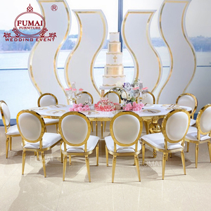 Vente en gros d'usine de salle d'hôtel de forme ovale table de salle à manger moderne en MDF de haute qualité pour la décoration d'événements de mariage meubles pour l'extérieur - Product Image 6