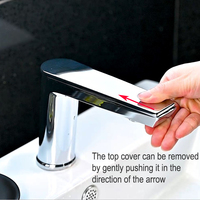 Robinet de salle de bain moderne chromé à montage sur plancher, sans plomb, avec électrovanne intégrée et capteur sans contact, pour eau froide, à prix abordable