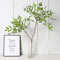 Tiges artificielles en latex, brindilles et feuilles vertes, faites à la main, légères, style naturel, décoration pour la Journée de la Terre, branche en bois laqué