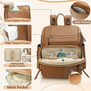 <span class=keywords><strong>Sac</strong></span> <span class=keywords><strong>à</strong></span> couches en cuir <span class=keywords><strong>sac</strong></span> <span class=keywords><strong>à</strong></span> dos <span class=keywords><strong>avec</strong></span> pochettes de rangement matelas <span class=keywords><strong>à</strong></span> <span class=keywords><strong>langer</strong></span> sangles de poussette et 4 poches isolées grand <span class=keywords><strong>sac</strong></span> <span class=keywords><strong>à</strong></span> couches pour bébé - Product Image 4