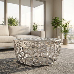 AK Brass Premium Design Metal <b>Coffee</b> <b>Table</b> With <b>Silver</b> Finished Handmade Attractive Luxury Furniture For Home Living Room Decor - Product Image 3