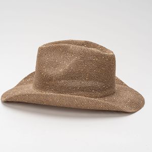 Venta al por mayor Vintage Cowboy <span class=keywords><strong>Fedora</strong></span> Panamá Sombreros de paja para hombres Mujeres Papel Rafia Algodón Impreso Liso para la playa Fiesta <span class=keywords><strong>Verano</strong></span> - Product Image 5