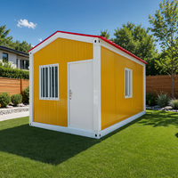 Casa Contenedor Prefabricada con Techo a Dos Aguas Amarillo de 20 pies, Cabaña Modular de Jardín, Casa Móvil de Lujo para Vivir