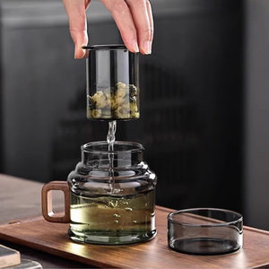 Tetera de Vidrio Dun Dun Pot Transparente Negra con Infusor para Té de Oficina - Product Image 4