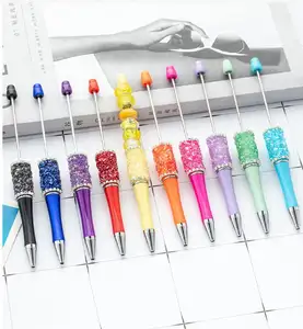 Yeni boş elmas Bling bling diy Glitter boncuk kalemler charm hediyeler için renkli Glitter plastik tükenmez kalem okul ofis