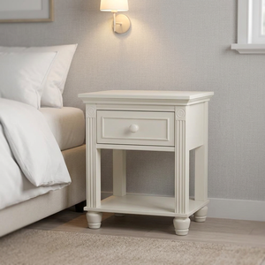 Montana Solid Wood & MDF Modern Farmhouse Nightstand with Drawer-Glaze <b>White</b> <b>Bedside</b> <b>Cabinet</b> for Apartment Bedroom Furniture - Product Image 1