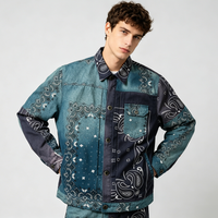 Blouson Bomber Vintage à Imprimé Paisley avec Poche à Rabat, Style Streetwear Oversize Décontracté pour Homme, Fourniture ODM