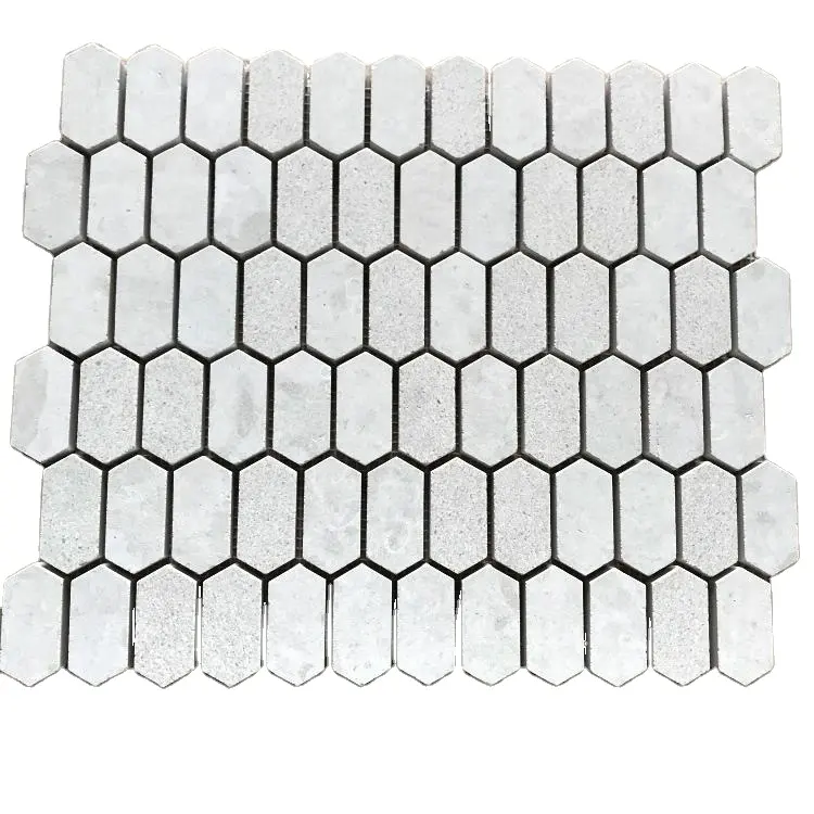 Gris Marbre Pierre Long Hexagone Forme Mosaïque Carrelage Cuisine Salle De Bains Décoration Extérieure