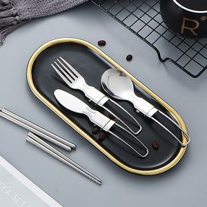 Ensemble de couverts de voyage pliables en acier inoxydable avec logo personnalisé pour les événements en plein air et les cadeaux promotionnels - Product Image 5