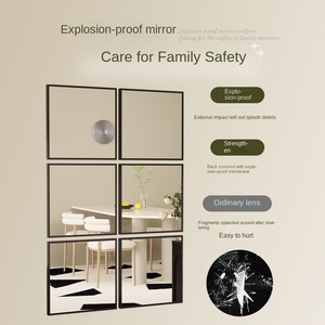 Set di Specchi da Parete a Griglia Quadrata 12 Pezzi, Cornice in Metallo Nero, <span class=keywords><strong>Specchio</strong></span> Decorativo Modulare per Soggiorno, Vendita all'Ingrosso OEM ODM - Product Image 4