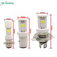 Ampoules de phare LED pour moto, 3 côtés, céramique, BA20D, H6, P15D, HS1, H4, puces COB, moto, faisceau haut/bas, phare