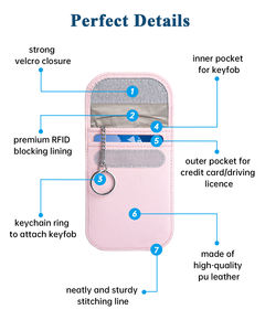 Sac Faraday en cuir PU, pochette de protection pour clé de voiture Faraday, téléphone portable, blocage du signal RFID, <span class=keywords><strong>anti</strong></span>-<span class=keywords><strong>piratage</strong></span>, étui pour clé de voiture - Product Image 4