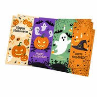 Autocollants d'Halloween Imperméables – Lot de 4 Motifs Festifs (Citrouille, Fantôme, Chapeau de Sorcière) – Autocollants de Scellage pour Boîtes Cadeaux, Sacs et Emballages
