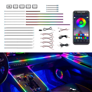 Bande lumineuse au néon RVB à <span class=keywords><strong>LED</strong></span> pour style d'intérieur automobile Éclairage d'ambiance intérieure ambiante pour porte de tableau de bord - Product Image 1