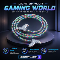 Kabel USB 4 in 1 RGB Glowing Tipe-C Micro USB USB-A Pengisian Cepat Sinkronisasi Data untuk Ponsel Tablet