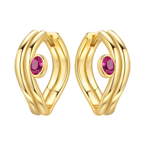 Pendientes de aro de oro de doble línea para mujer; recomendaciones de pendientes: accesorios sencillos y elegantes - Product Image 1
