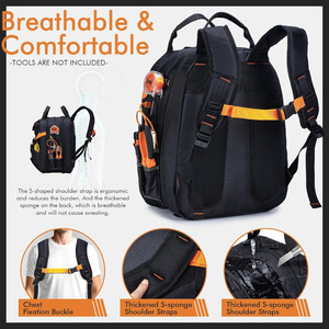 Mochila de Herramientas para Electricista de Alta Resistencia con Cierre de Cremallera para Electricistas, Técnicos de Reparación, Trabajo Industrial y de Construcción - Product Image 2