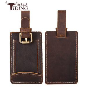 ป้ายติดกระเป๋าเดินทางหนังแท้ Tiding สีน้ำตาลเข้ม หนังวัวแท้ ทนทาน ใช้สำหรับใส่บอร์ดดิ้งพาส - Product Image 1
