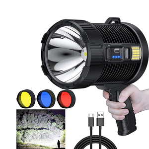 Cường độ cao searchlight năng lượng mặt trời sạc công suất cao P50 cầm tay LED tìm kiếm an toàn đèn pin với bộ lọc 3 màu - Product Image 1