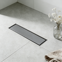 Drain de douche linéaire moderne anti-odeur 30x8cm, finition gris brossé, acier inoxydable 304, insert de carrelage, drain de sol dissimulé pour salle de bain