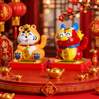 Statue de Tigre Porte-Bonheur Solaire à Main Agitable, Figurine Chinoise de Tigre Porte-Bonheur, Décoration de Bureau Feng Shui avec Logo Personnalisé, Cadeau d'Affaires pour les Fêtes
