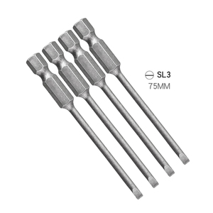 Embout de tournevis magnétique à tête plate de 75 mm de long, 3 mm, tige hexagonale de 1/4 pouce, acier S2 <span class=keywords><strong>pour</strong></span> visseuses à percussion, aimant puissant - Product Image 1