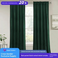 Rideaux occultants en velours vert foncé, isolants thermiques et anti-bruit pour salon et chambre à coucher