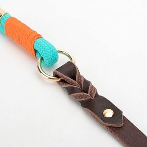 Laisse pour chien en nylon personnalisée avec poignée en cuir, laisse d'entraînement réglable anti-traction, vente en gros de laisses pour chien en nylon - Product Image 3