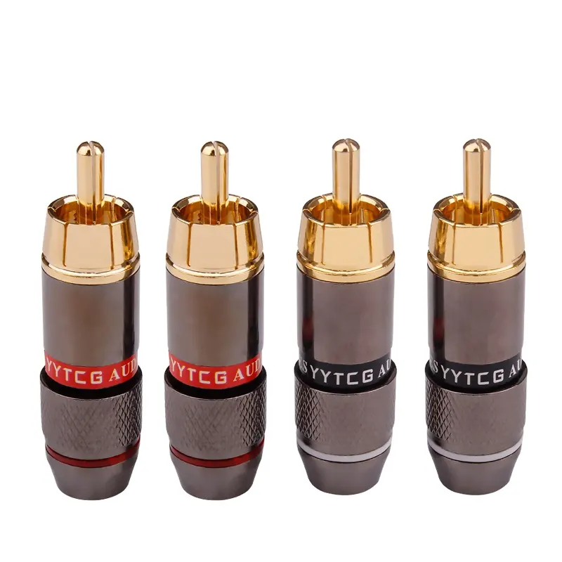 YYTCG High End vergoldeter Audio anschluss Metall-Cinch-Stecker für Lautsprecher-Audio kabel anschluss
