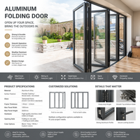 Porte pliante moderne en alliage d'aluminium robuste avec charnière renforcée pour projets de cloisons intérieures commerciales et de salles de bain