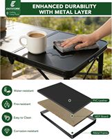 Table de camping pliable de 3 pieds avec filet de rangement, 3 hauteurs réglables, table portable avec poignée pour barbecue en plein air, jardin, pique-nique