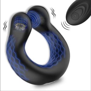 Penisring Vibrator aus Silikon Gummi Männerprodukte Starke Vibration Ejakulationsverzögerung Cockring für Männer Erwachsenen-Sexspielzeug - Product Image 1