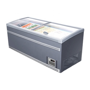 Exhibidor <span class=keywords><strong>Horizontal</strong></span> Tipo Isla para Supermercado, Refrigerador con Puerta de Vidrio para Exhibición de Helados y Congeladores - Product Image 4
