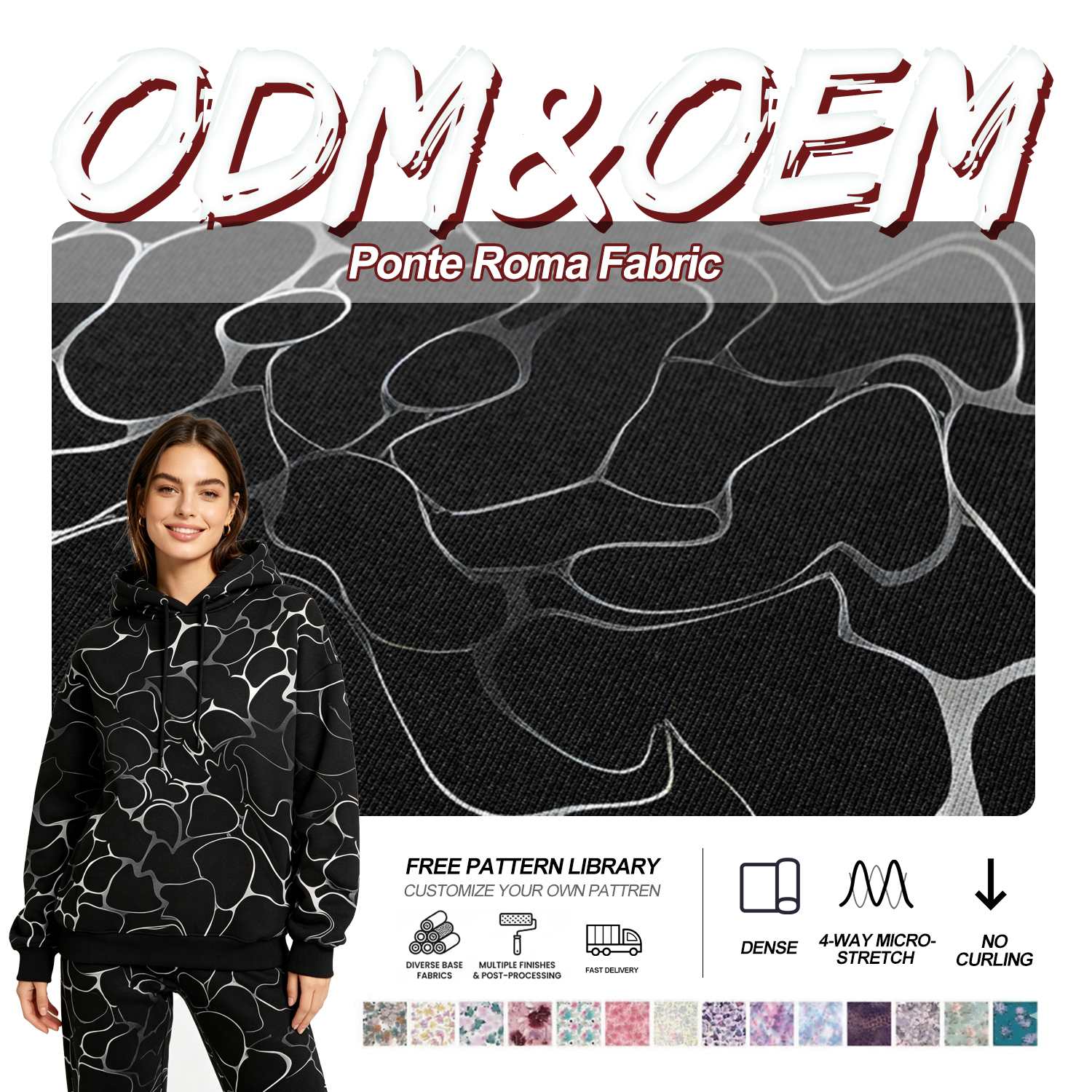 Wholesale Jersey Knit Printed Fabric in Rayon Nylon by Roll for Women Dress Pants Womenswear Brands Fabric Supplier